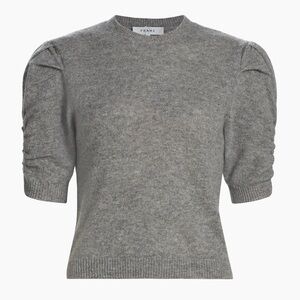 Frame Heather Gray cashmere ruched  sleeve sweater